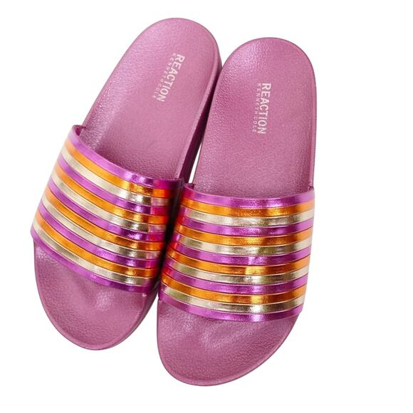 Kenneth Cole Reaction Pool Pipes Pink Slides Sz 7 - Picture 3 of 7